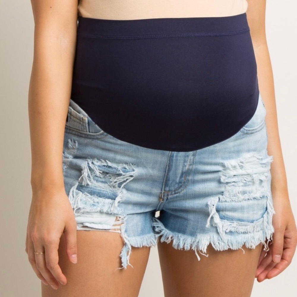 Pink Blush Maternity Distressed Shorts